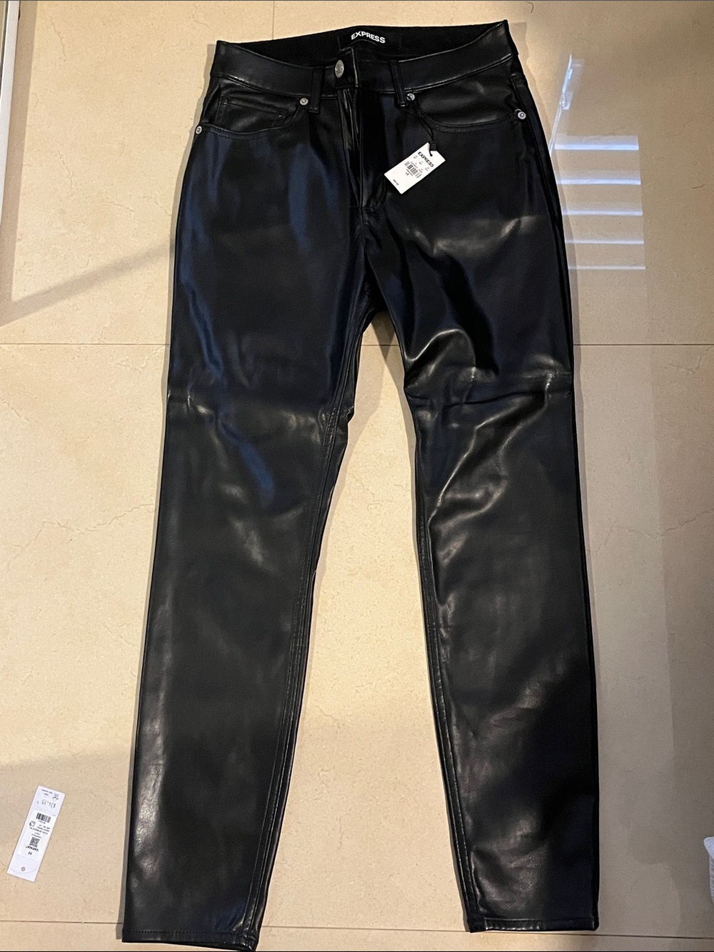 Express Glossy Black Faux Leather Skinny Pants
